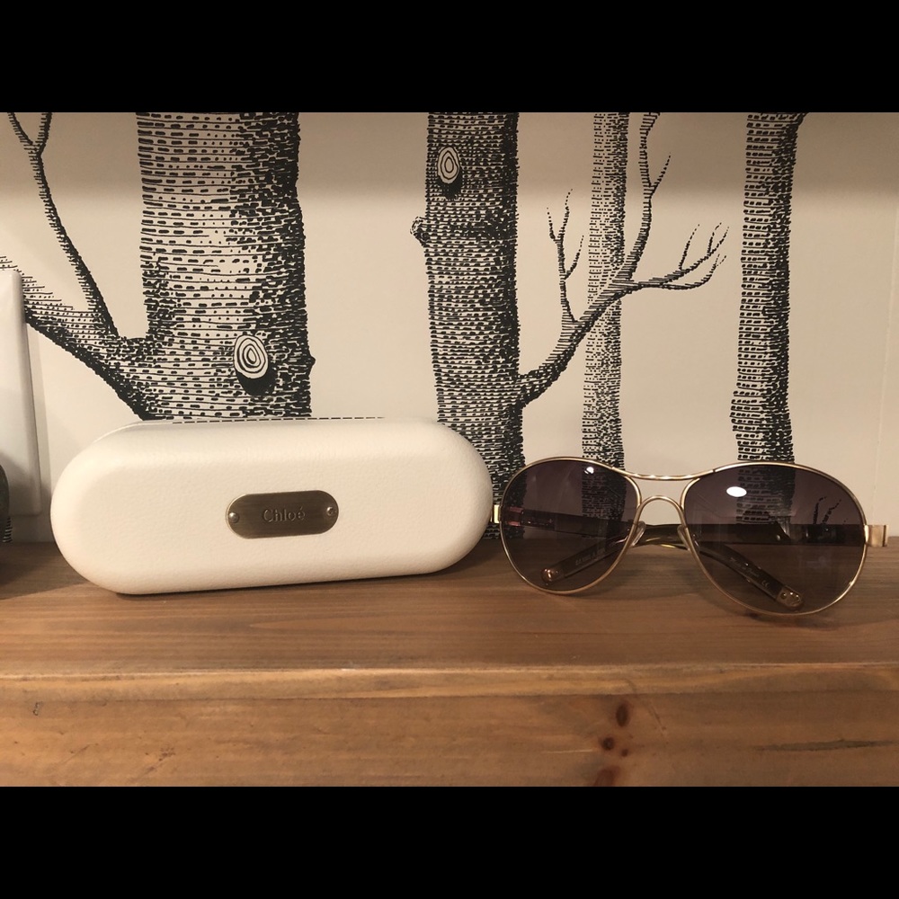 Chloe Aviator Sunglasses Gold - Like New!